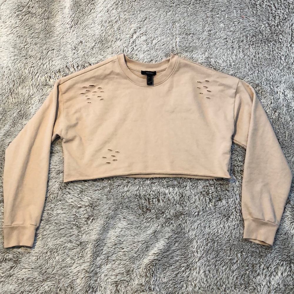 Tan Cropped forever 21 long sleeved shirt